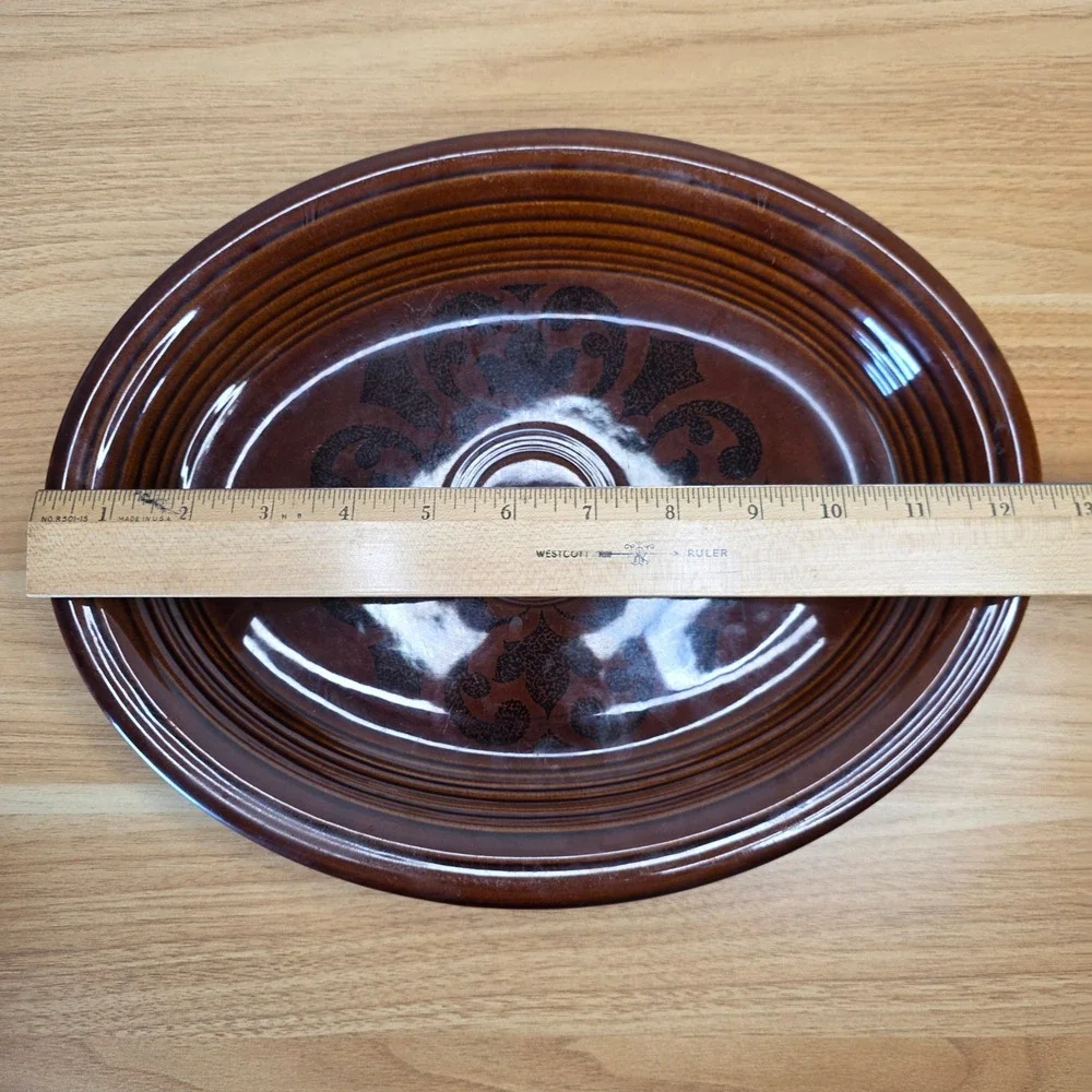 1967 Vintage Fiesta Sheffield Amberstone Brown Oval Serving Platter 12.5